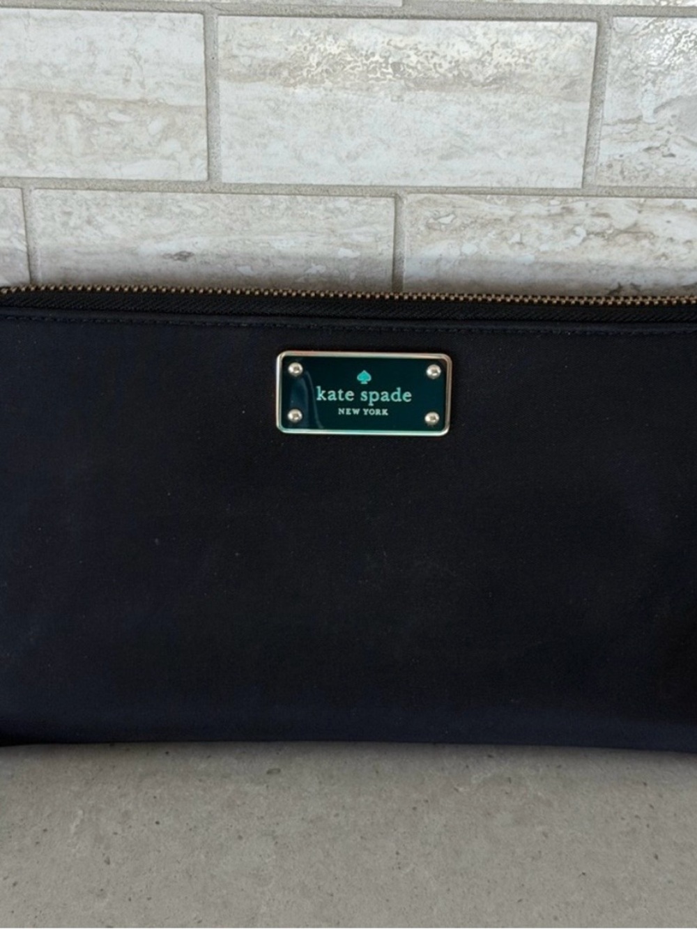 Kate Spade Black Zip-Around Wallet with Gold Accents